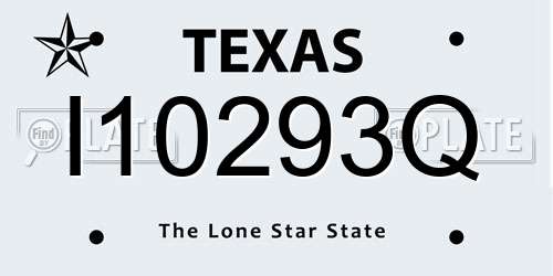 I10293Q Texas License Plate