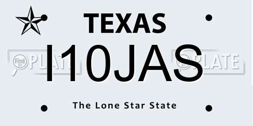 I10JAS Texas License Plate