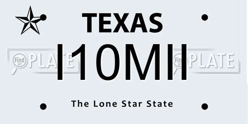 I10MII Texas License Plate