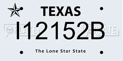 I12152B Texas License Plate