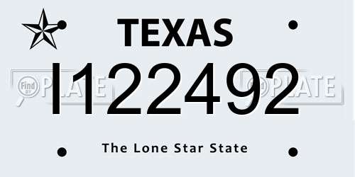 I122492 Texas License Plate