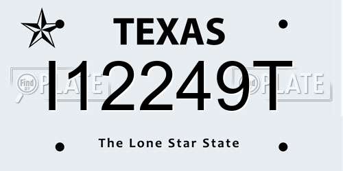 I12249T Texas License Plate