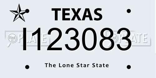I123083 Texas License Plate