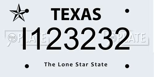 I123232 Texas License Plate