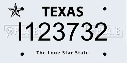 I123732 Texas License Plate