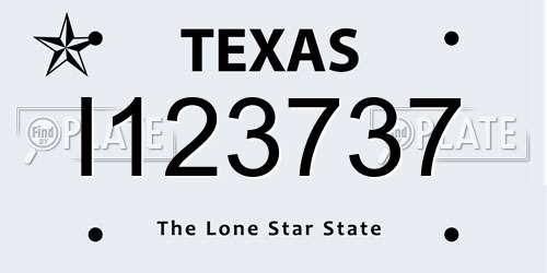 I123737 Texas License Plate