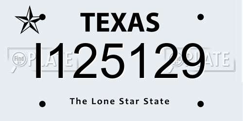 I125129 Texas License Plate