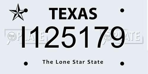 I125179 Texas License Plate