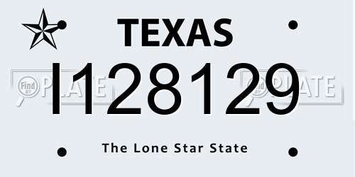 I128129 Texas License Plate