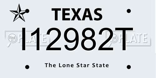 I12982T Texas License Plate