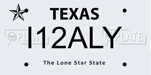 I12ALY Texas License Plate
