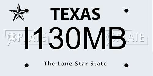 I130MB Texas License Plate