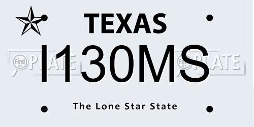 I130MS Texas License Plate