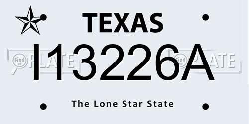 I13226A Texas License Plate