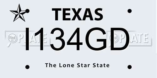 I134GD Texas License Plate