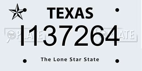 I137264 Texas License Plate