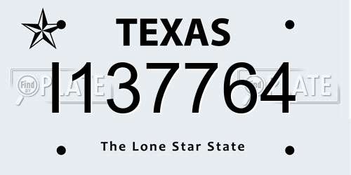 I137764 Texas License Plate