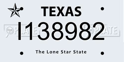 I138982 Texas License Plate