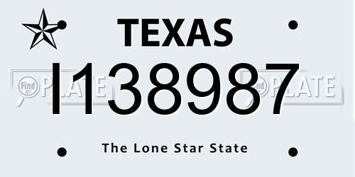 I138987 Texas License Plate