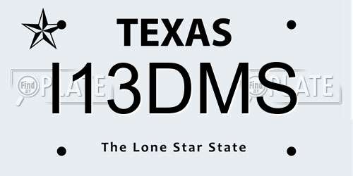 I13DMS Texas License Plate
