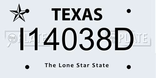 I14038D Texas License Plate