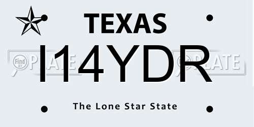 I14YDR Texas License Plate