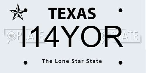 I14YOR Texas License Plate