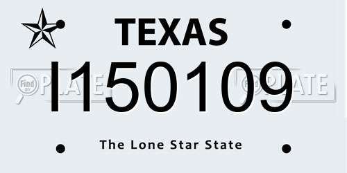 I150109 Texas License Plate