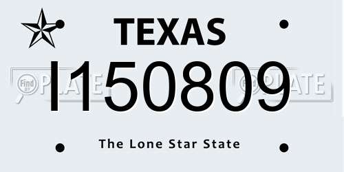 I150809 Texas License Plate