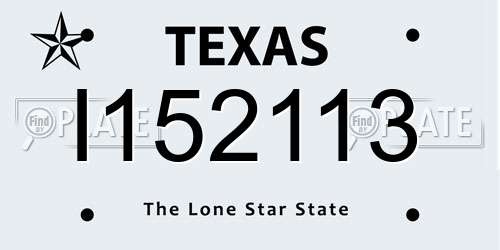 I152113 Texas License Plate