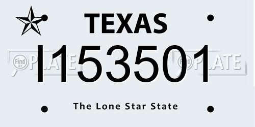 I153501 Texas License Plate