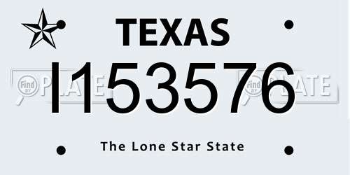 I153576 Texas License Plate