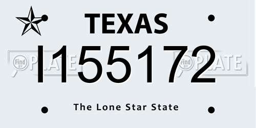 I155172 Texas License Plate