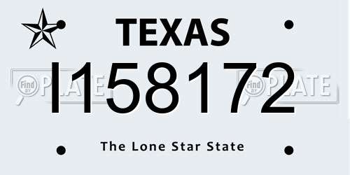 I158172 Texas License Plate