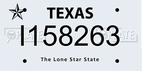 I158263 Texas License Plate