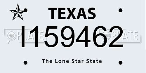 I159462 Texas License Plate