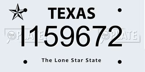 I159672 Texas License Plate