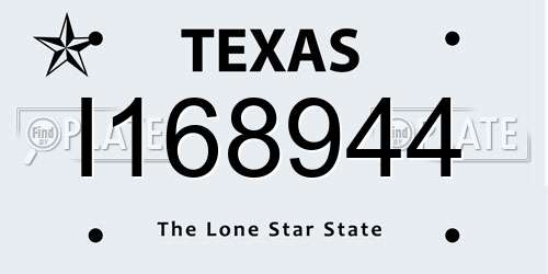 I168944 Texas License Plate