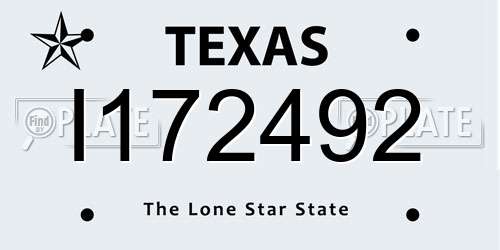 I172492 Texas License Plate