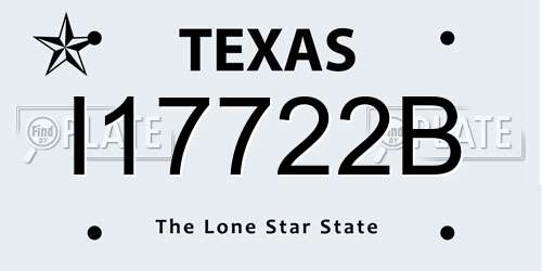 I17722B Texas License Plate