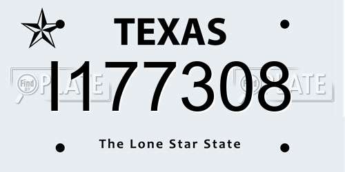 I177308 Texas License Plate