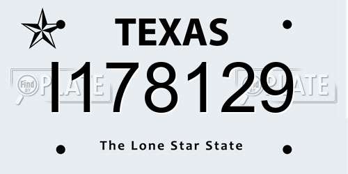 I178129 Texas License Plate