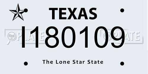 I180109 Texas License Plate