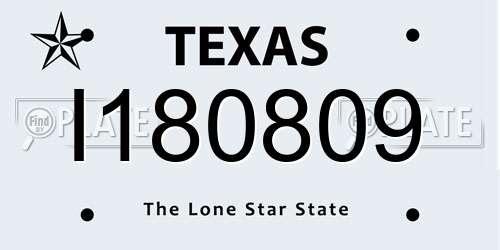 I180809 Texas License Plate