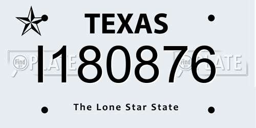 I180876 Texas License Plate