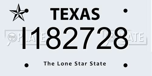 I182728 Texas License Plate