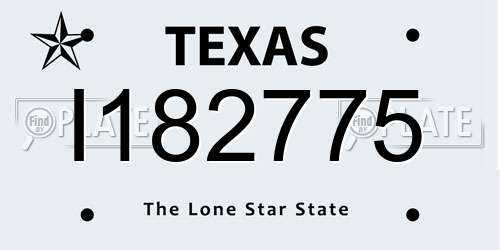 I182775 Texas License Plate