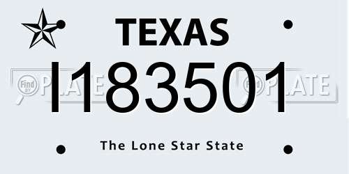 I183501 Texas License Plate