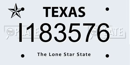 I183576 Texas License Plate