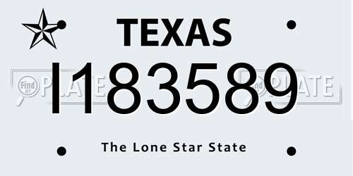 I183589 Texas License Plate